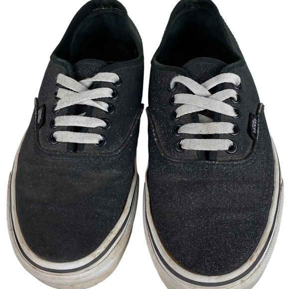 Vans Low Top Skater Sneakers Shoes Womens 8 Black Sparkle Glitter - Picture 2 of 9